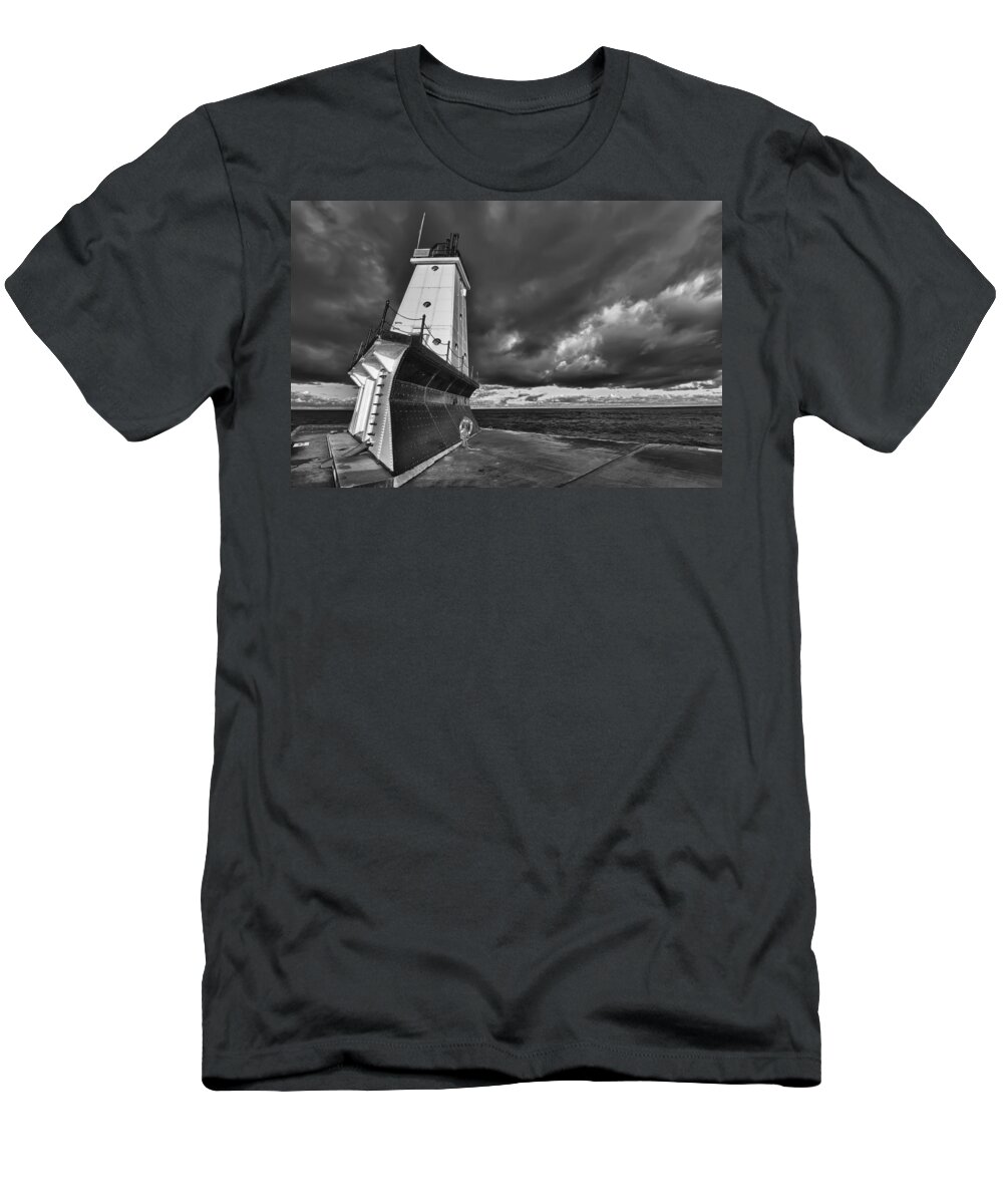 Clouds T-Shirt featuring the photograph Dark Clouds Black and White by Sebastian Musial