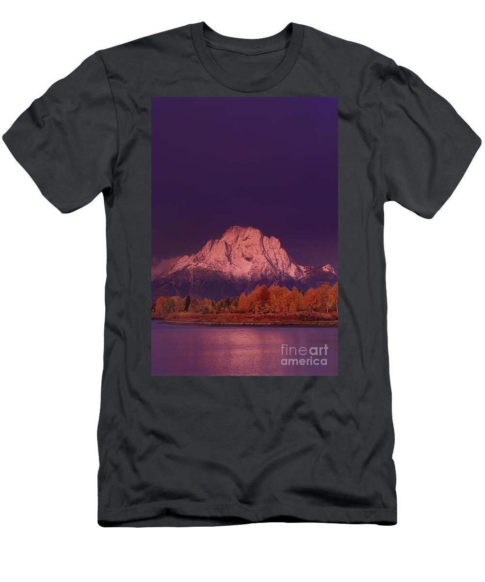 Dave Welling T-Shirt featuring the photograph Dawn Light On Tetons Fall Grand Tetons National Parketons National Park by Dave Welling