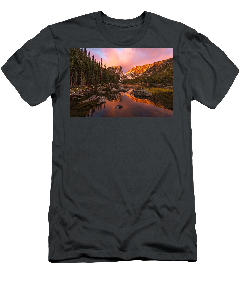 Dream Lake T-Shirt featuring the photograph Dawn of Dreams by Dustin LeFevre