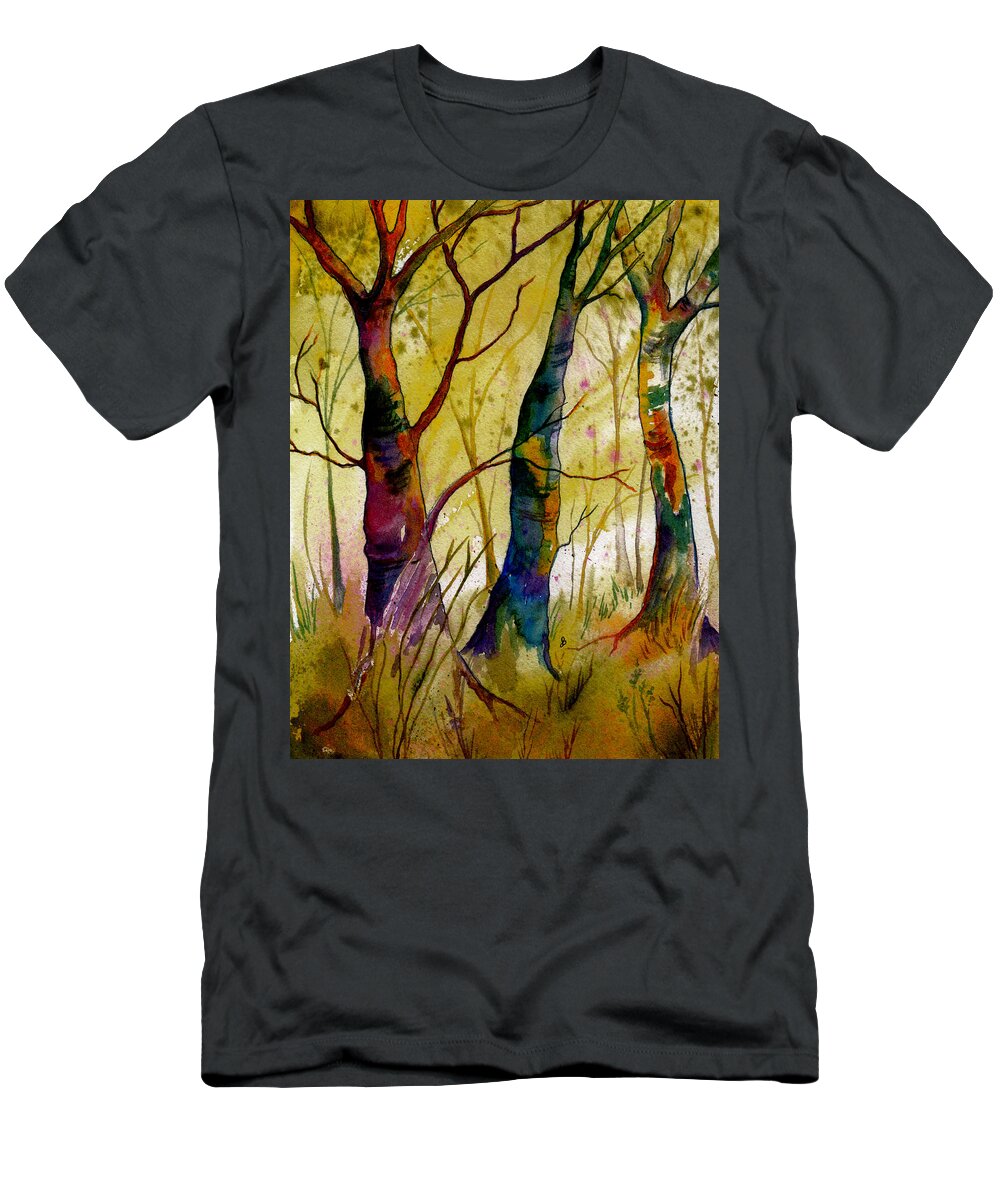 Landscape T-Shirt featuring the painting Deep In The Woods by Brenda Owen