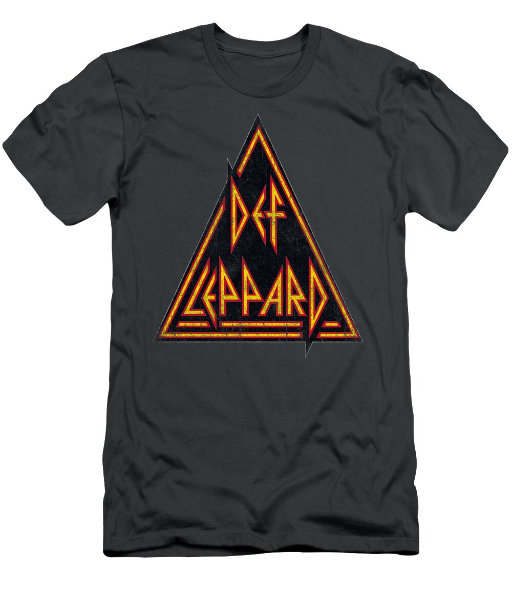  T-Shirt featuring the digital art Def Leppard - Distressed Logo by Brand A