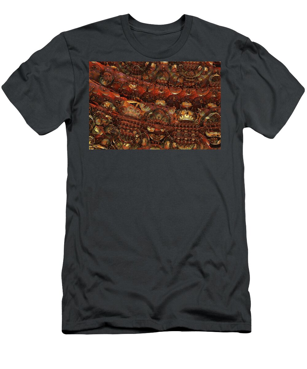 Fractal Hell Haedes Underworld Fantasy Imagination Abstract Detailed Intricate 3d Mandelbulb T-Shirt featuring the digital art Dens of Haedes by Lyle Hatch