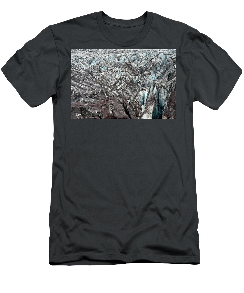 Backgrounds T-Shirt featuring the photograph Detail Of Icelandic Glacier by Arthur Meyerson