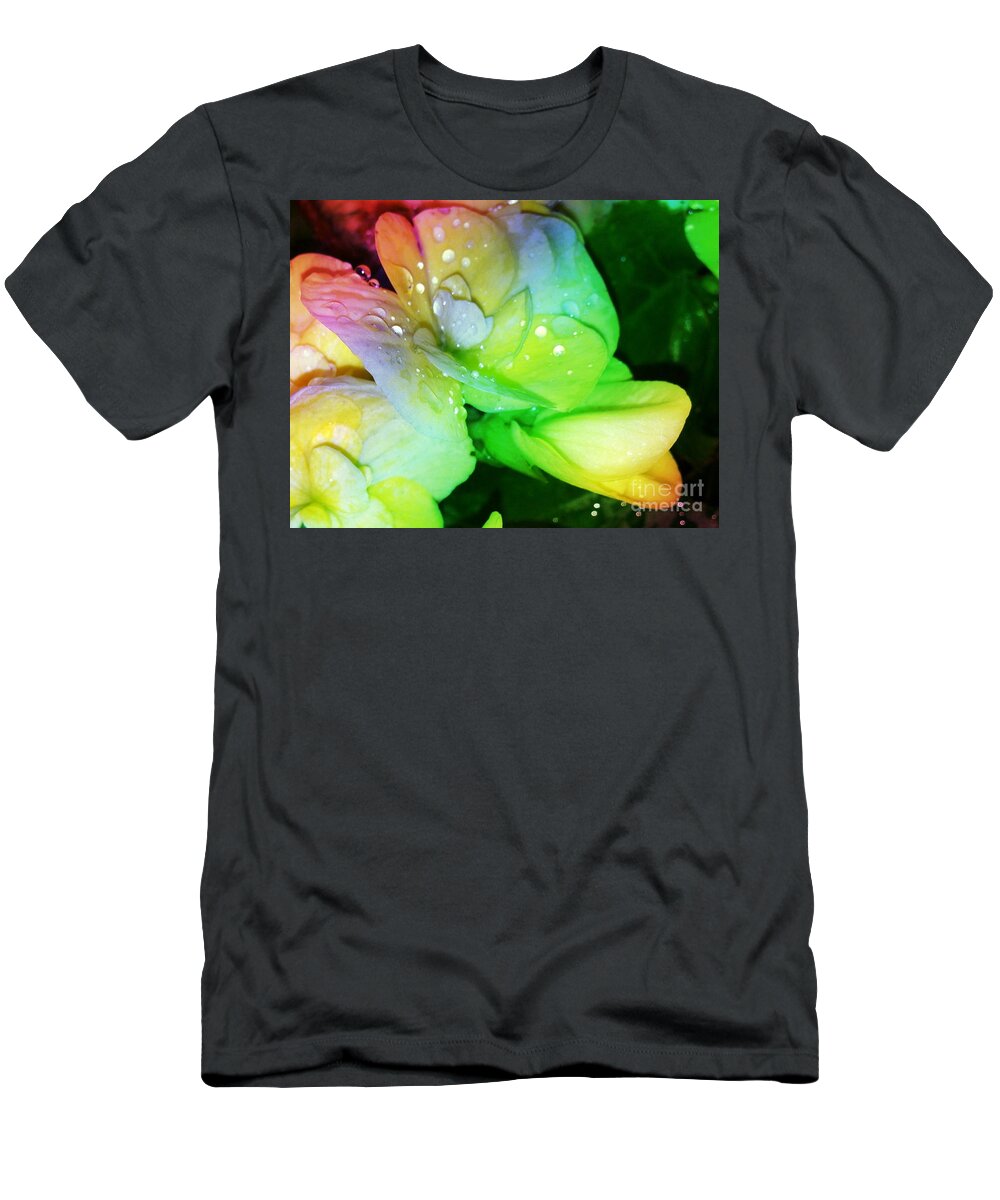 Art T-Shirt featuring the mixed media Dew Kissed Flower by Michelle Stradford