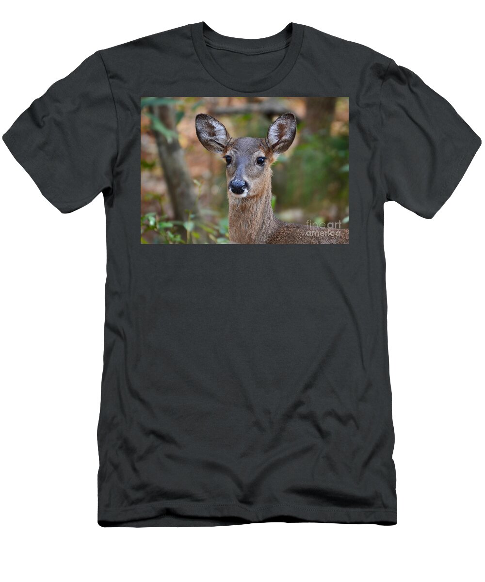 Deer T-Shirt featuring the photograph Doe Portrait by Kathy Baccari