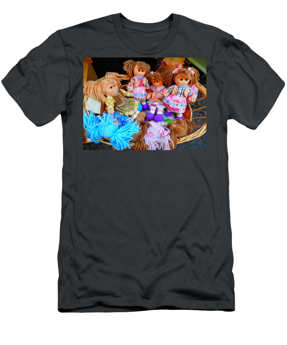 Dolls T-Shirt featuring the photograph Dolls for Sale 1 by Pema Hou