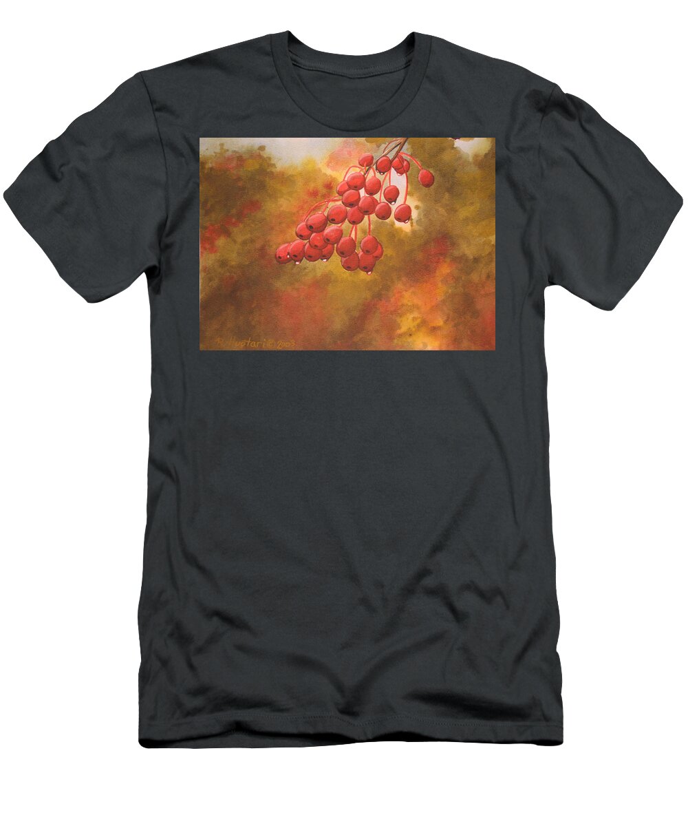 Rick Huotari T-Shirt featuring the painting Door County Cherries by Rick Huotari