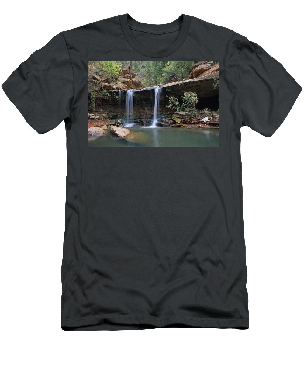 Zion T-Shirt featuring the photograph Double Falls on North Creek by Susan Rovira