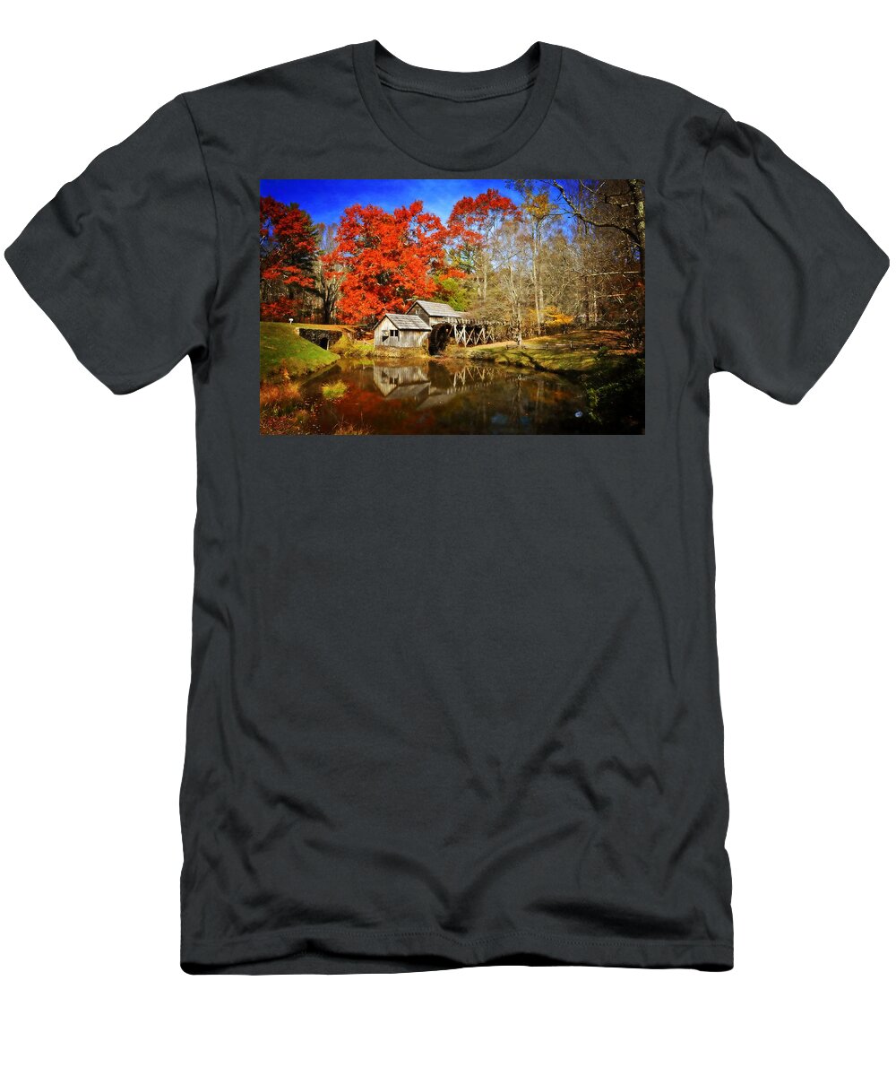 Fall T-Shirt featuring the photograph Down by the Old Mill Stream by Lynn Bauer