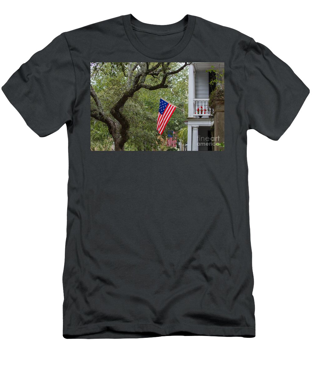 Historic T-Shirt featuring the photograph Downtown Charleston Americana by Dale Powell