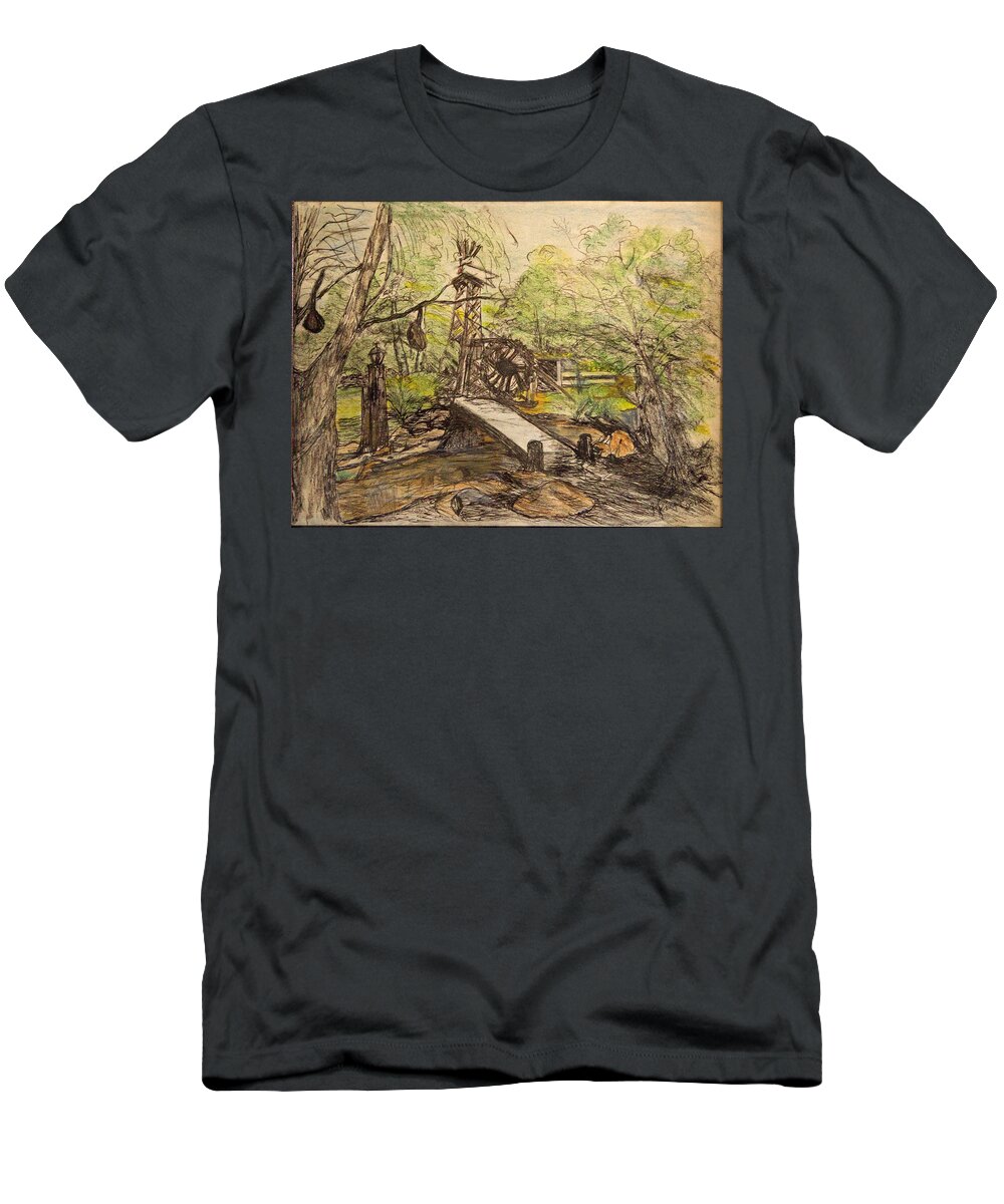 Pen & Ink Sketch Sketcg T-Shirt featuring the drawing Drawing with color by Kathy Knopp