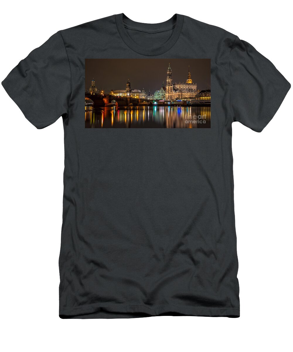 Dresden T-Shirt featuring the photograph Dresden by Night by Bernd Laeschke