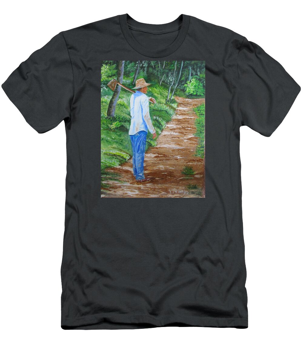 Campesino T-Shirt featuring the painting El Campesino by Luis F Rodriguez