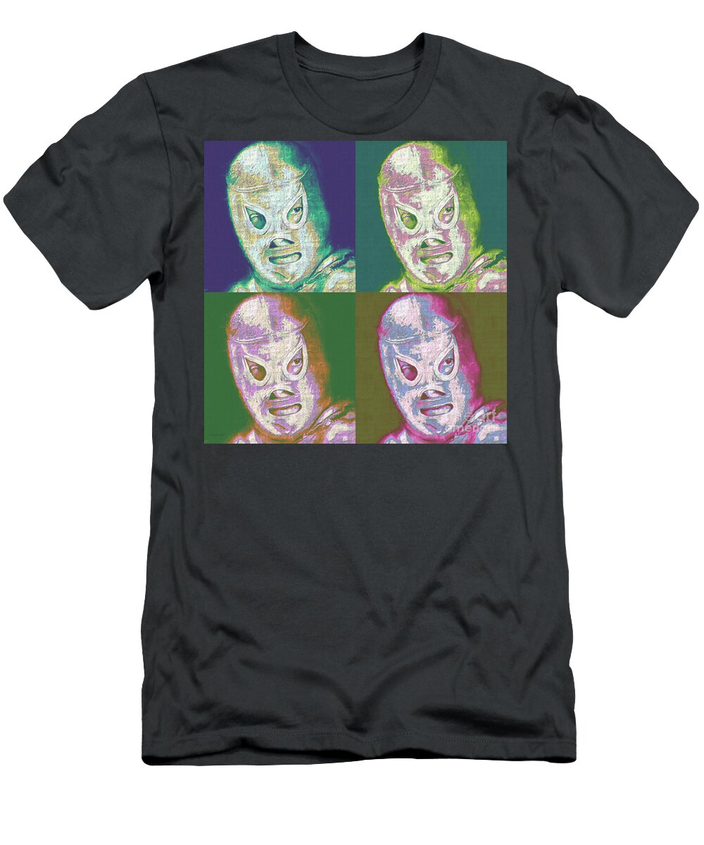 El Santo T-Shirt featuring the photograph El Santo The Masked Wrestler Four 20130218 by Wingsdomain Art and Photography