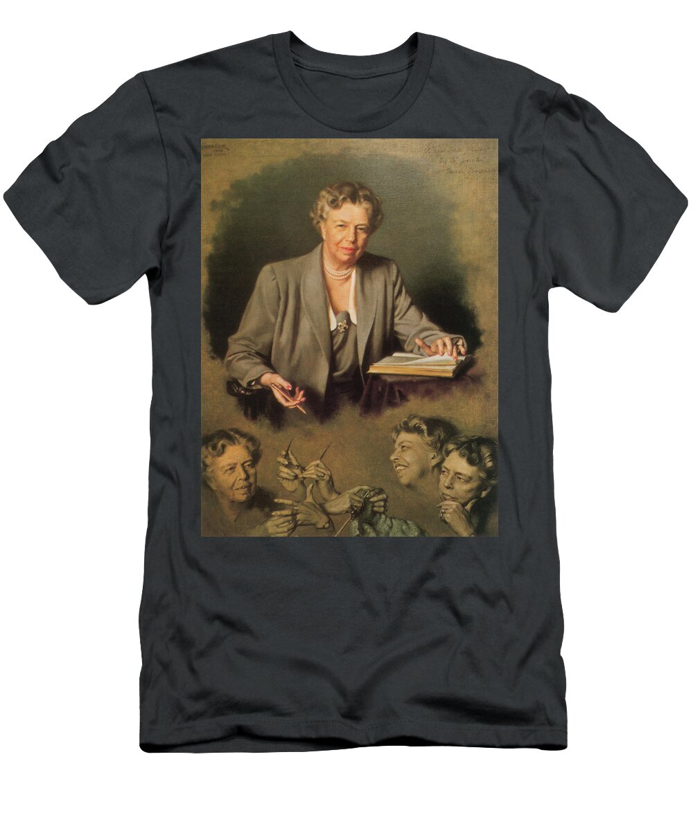 Government T-Shirt featuring the painting Eleanor Roosevelt, First Lady by Science Source