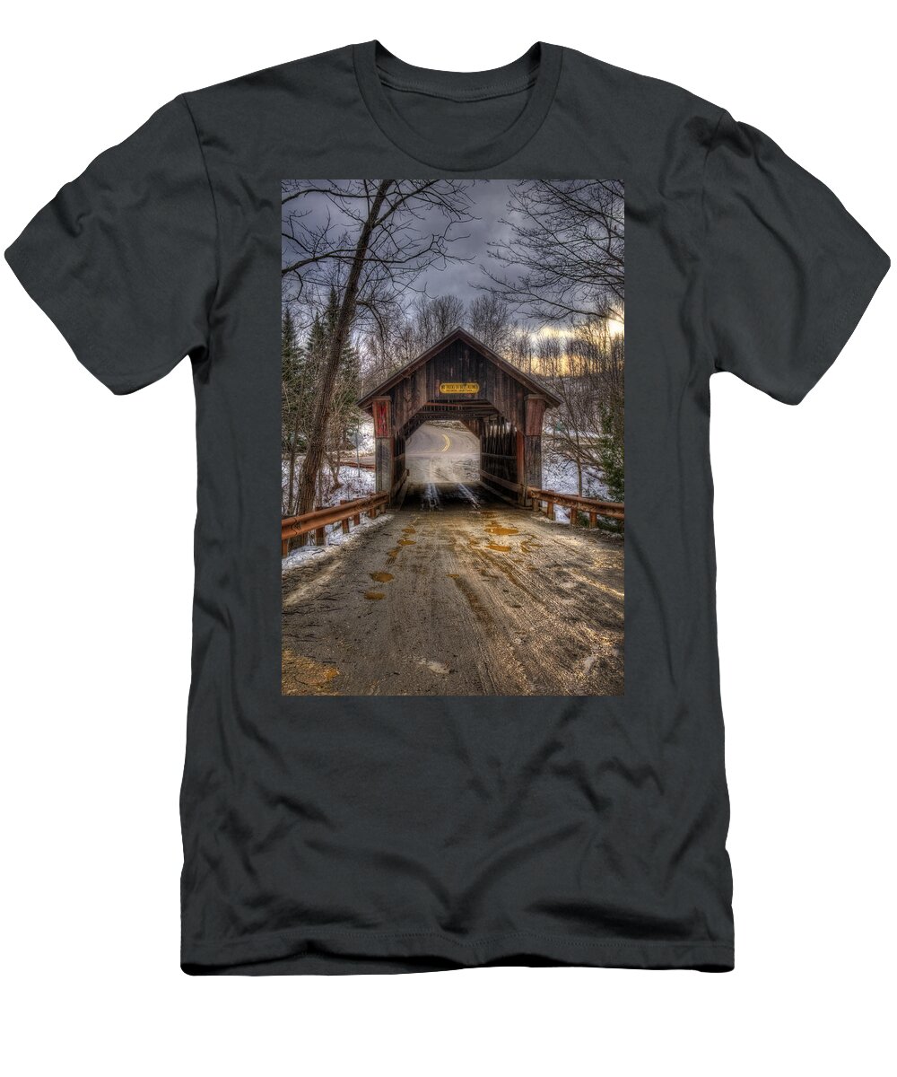Vermont Covered Bridge T-Shirt featuring the photograph Emily's Bridge - Stowe Vermont by Joann Vitali