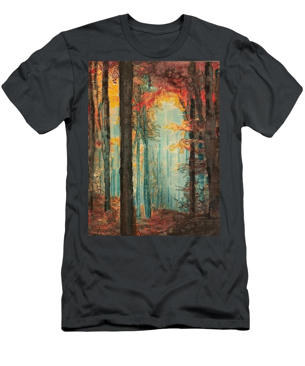 Forest T-Shirt featuring the painting Enchanting Forest by Cara Frafjord