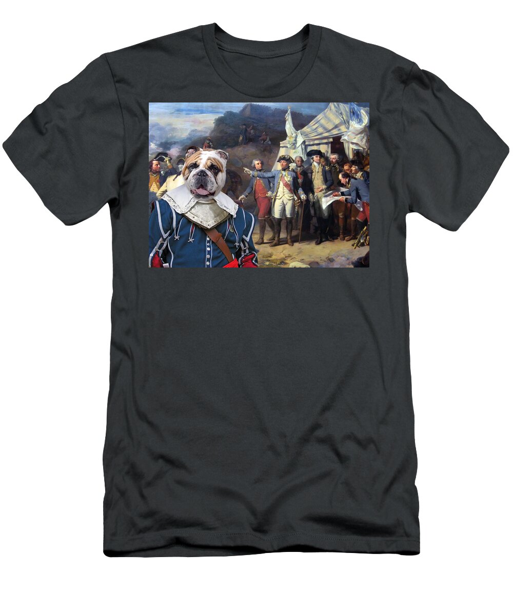 English Bulldog T-Shirt featuring the painting English Bulldog Art Canvas Print - The battle Plan by Sandra Sij