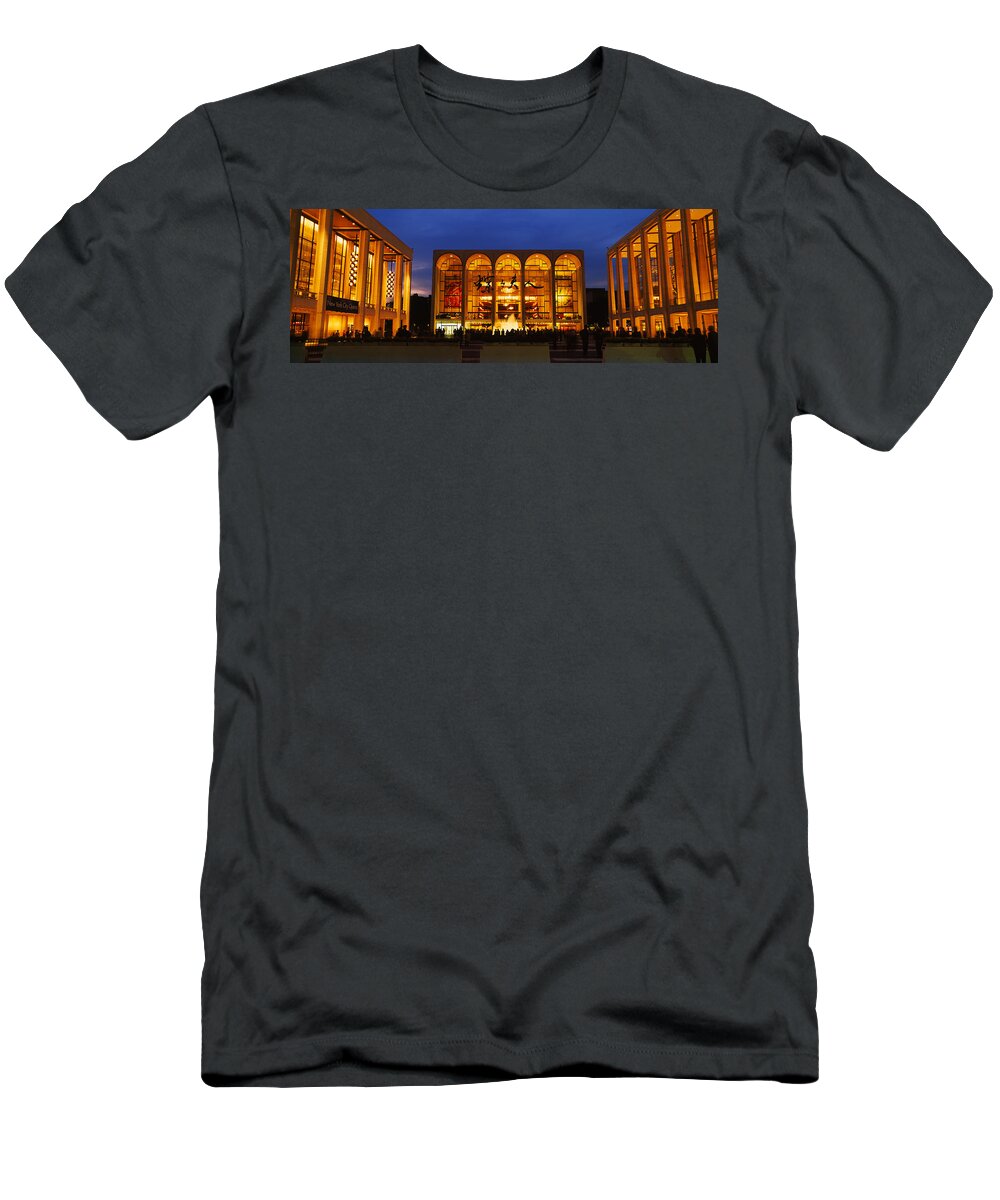 Photography T-Shirt featuring the photograph Entertainment Building Lit Up At Night by Panoramic Images