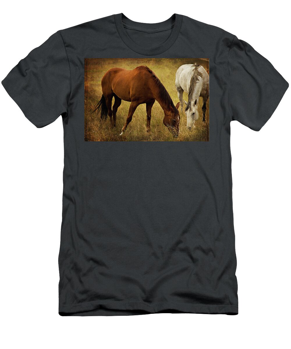 Horse T-Shirt featuring the photograph Equine Friends by Theresa Tahara