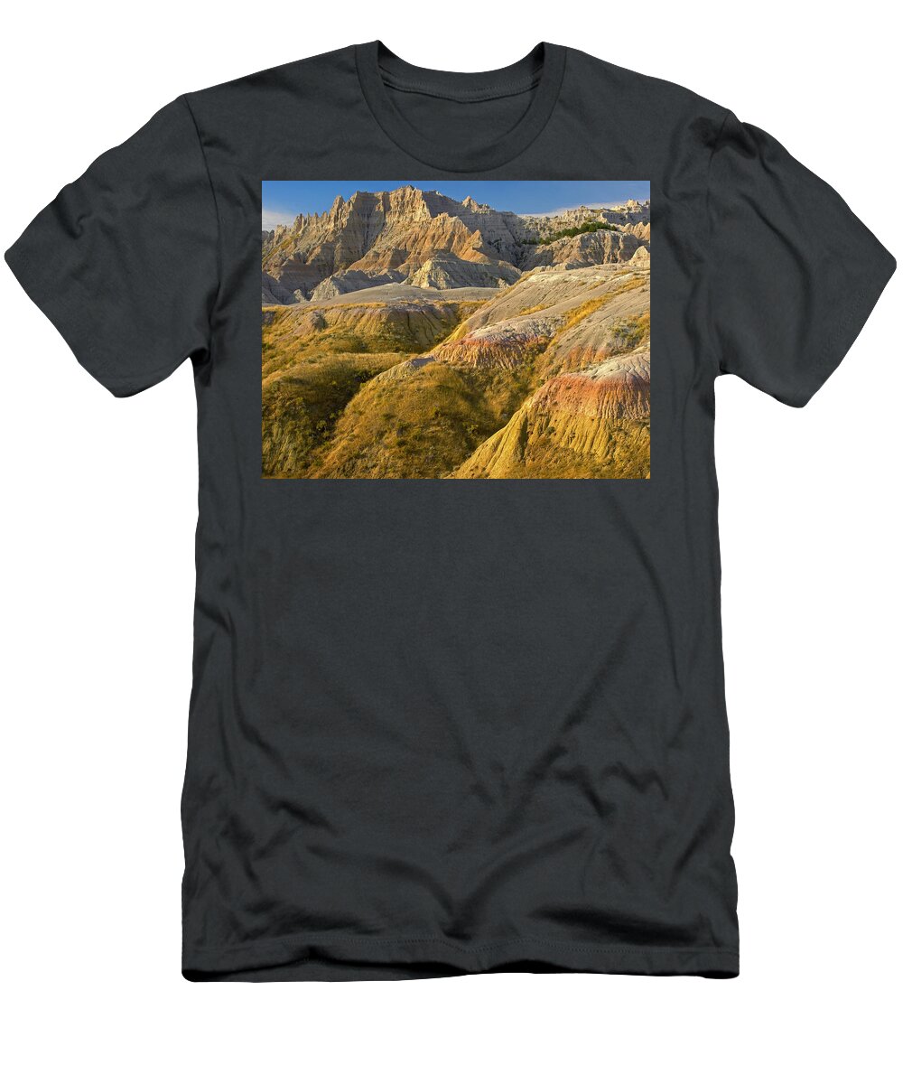 Badlands National Park T-Shirt featuring the photograph Eroded Buttes Badlands National Park by Tim Fitzharris