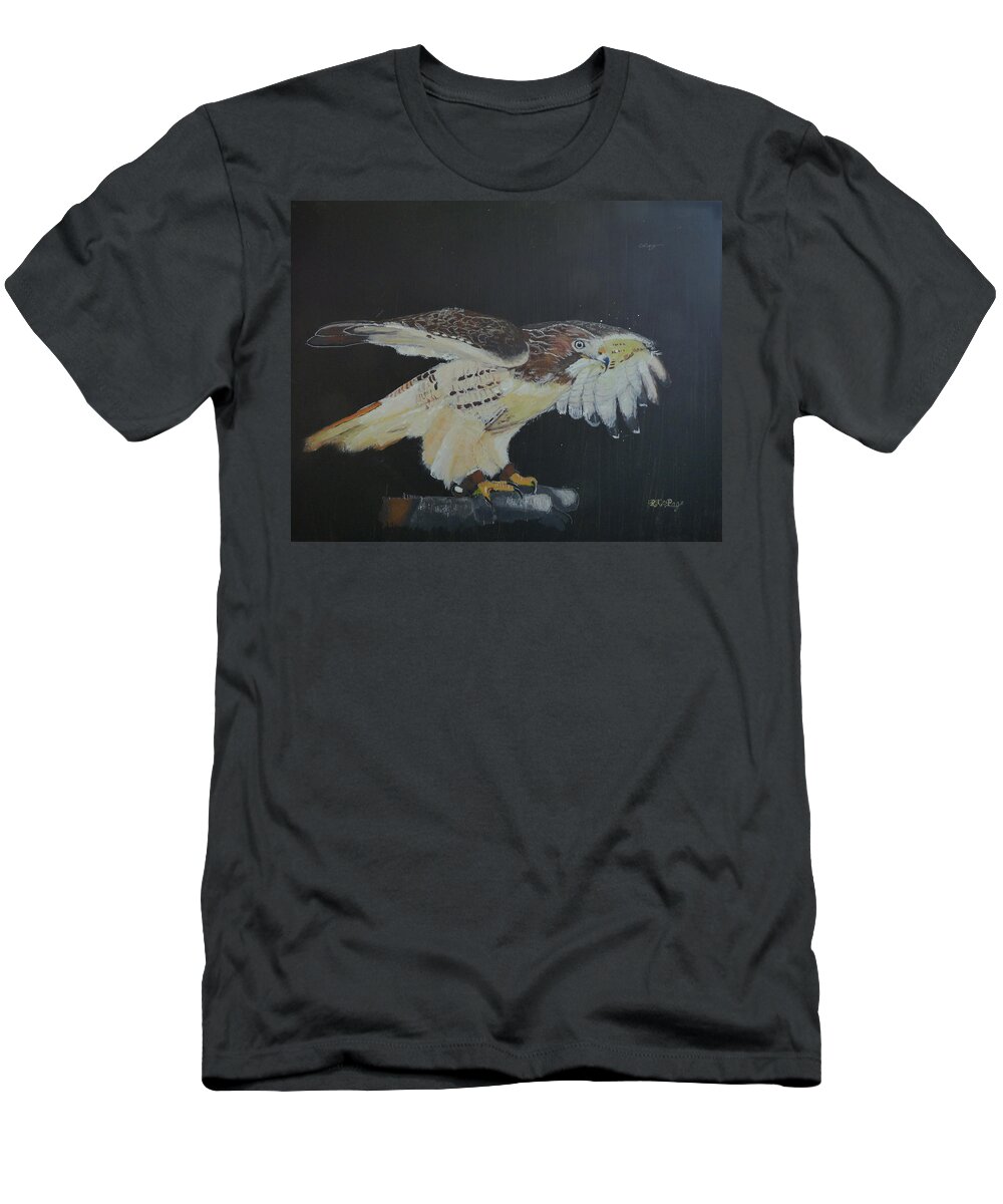Falcon T-Shirt featuring the painting Falconry 5 by Richard Le Page