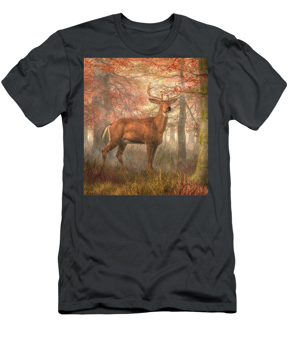 Fall Buck T-Shirt featuring the digital art Fall Buck by Daniel Eskridge