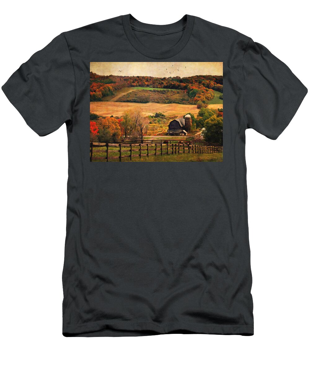 Country T-Shirt featuring the photograph Farm Country Autumn - Sheldon NY by Lianne Schneider