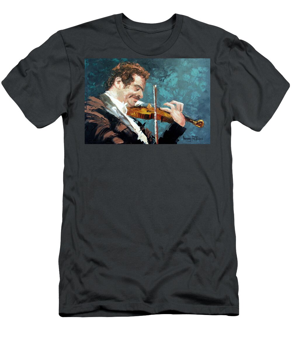 Fiddling Around Framed Prints T-Shirt featuring the painting Fiddling Around by Anthony Falbo