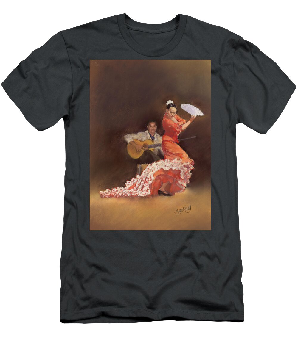 Flamenco T-Shirt featuring the painting Flamenco by Margaret Merry