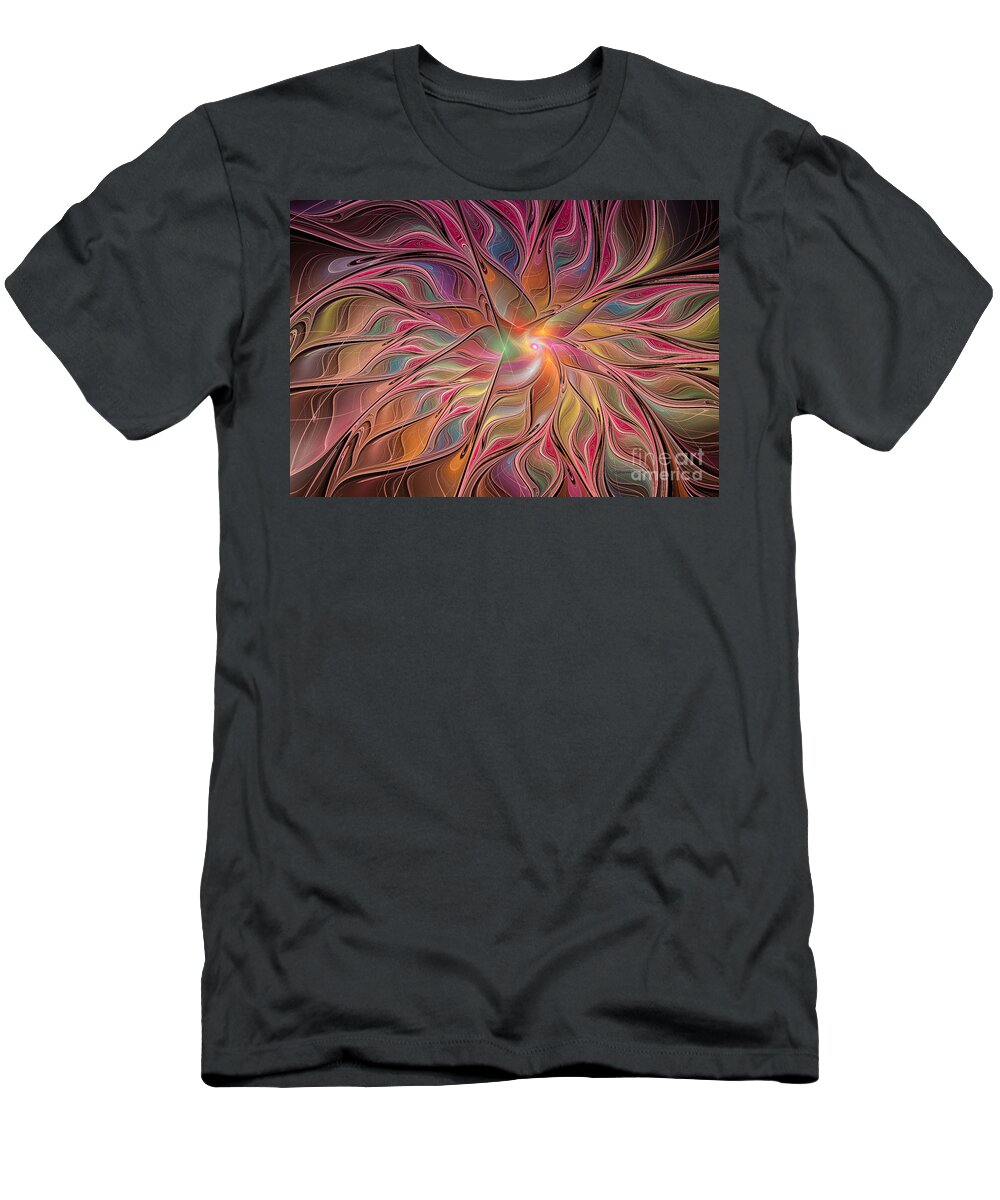 Fractal Art T-Shirt featuring the digital art Flames of Happiness by Deborah Benoit