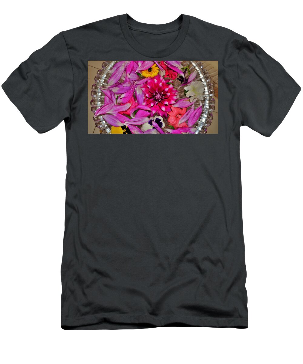 Flower Petals T-Shirt featuring the photograph Flower Offerings - Jabalpur India by Kim Bemis