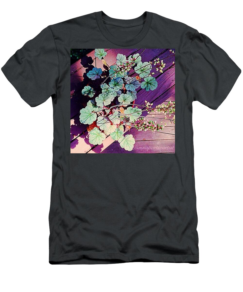 Annasgardens T-Shirt featuring the photograph Flowering Sweet Potato Plant Edited by Anna Porter
