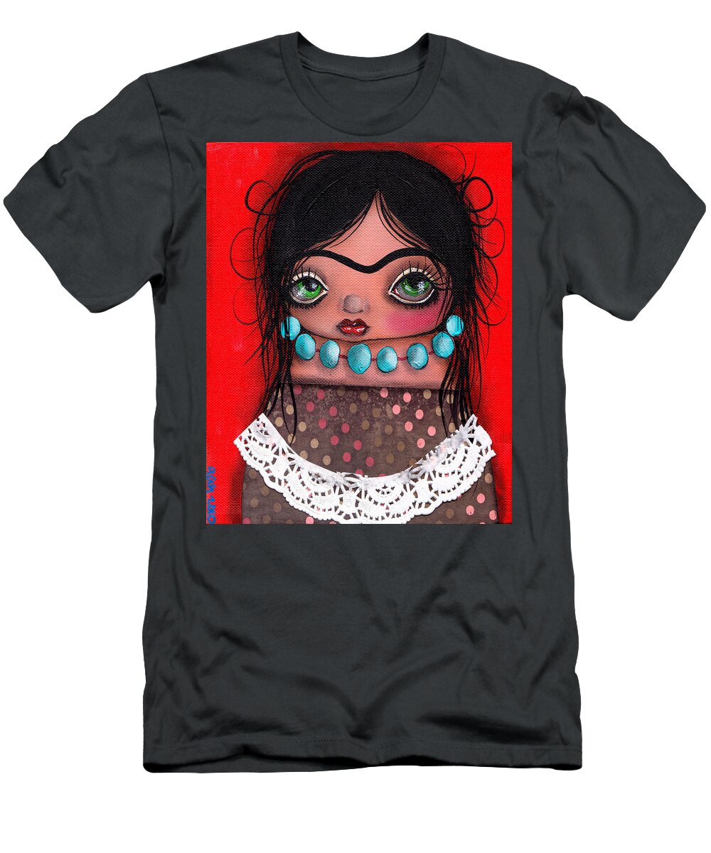 Frida Kahlo T-Shirt featuring the painting Frida la Gorda by Abril Andrade