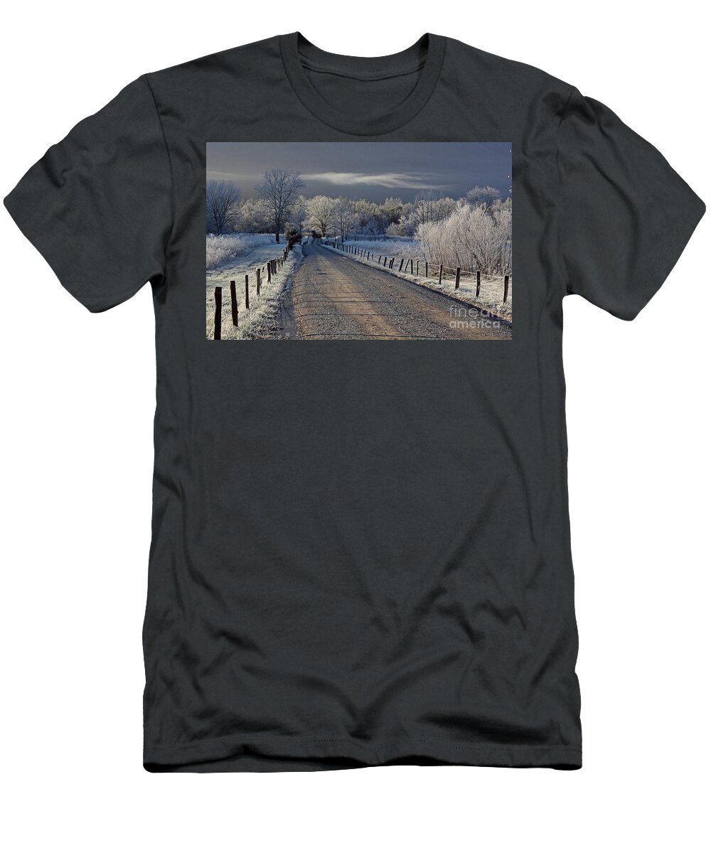 Fences T-Shirt featuring the photograph Frosty Sparks Lane by Douglas Stucky