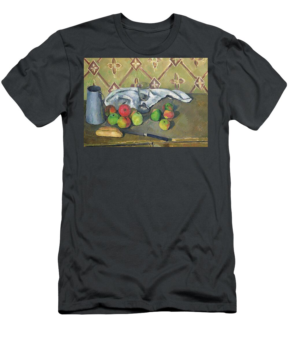 Nature Morte T-Shirt featuring the painting Fruit Serviette and Milk Jug by Paul Cezanne