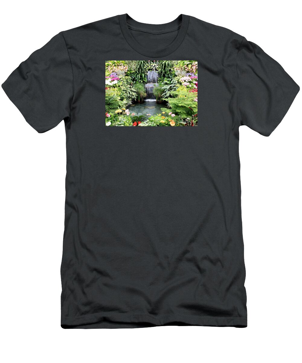 Garden T-Shirt featuring the photograph Garden Waterfall by Carol Groenen