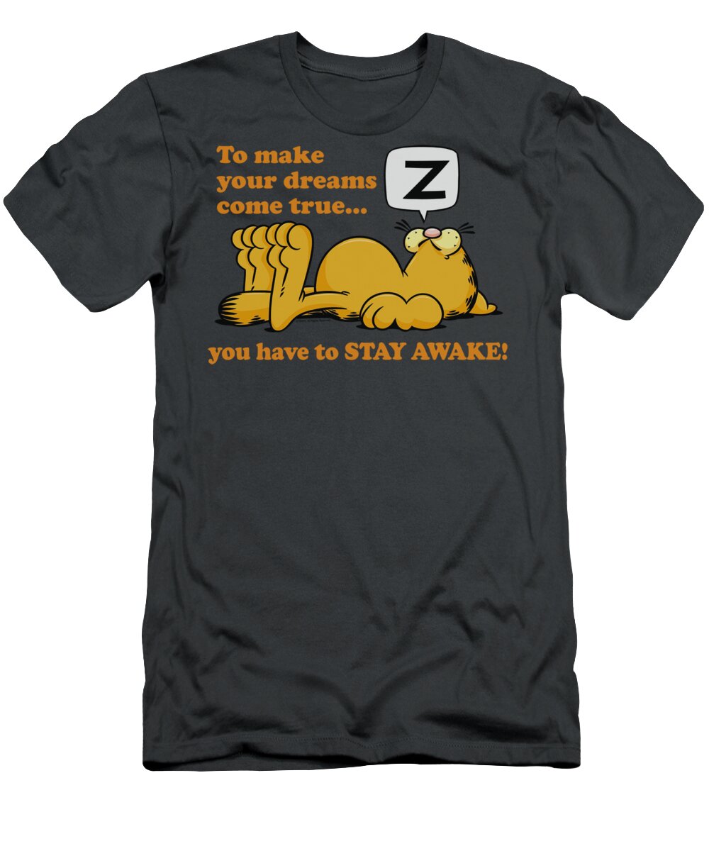 Garfield T-Shirt featuring the digital art Garfield - Stay Awake by Brand A