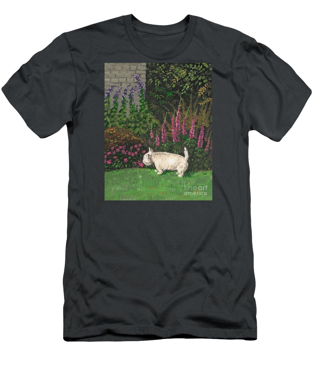 Print T-Shirt featuring the painting Gee These Flowers smell Terrific by Margaryta Yermolayeva
