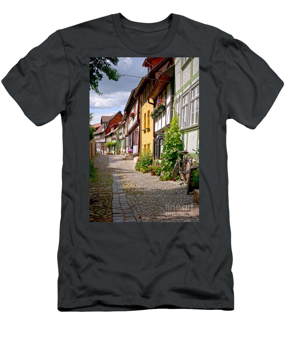 Quedlinburg T-Shirt featuring the photograph German old village Quedlinburg by Heiko Koehrer-Wagner