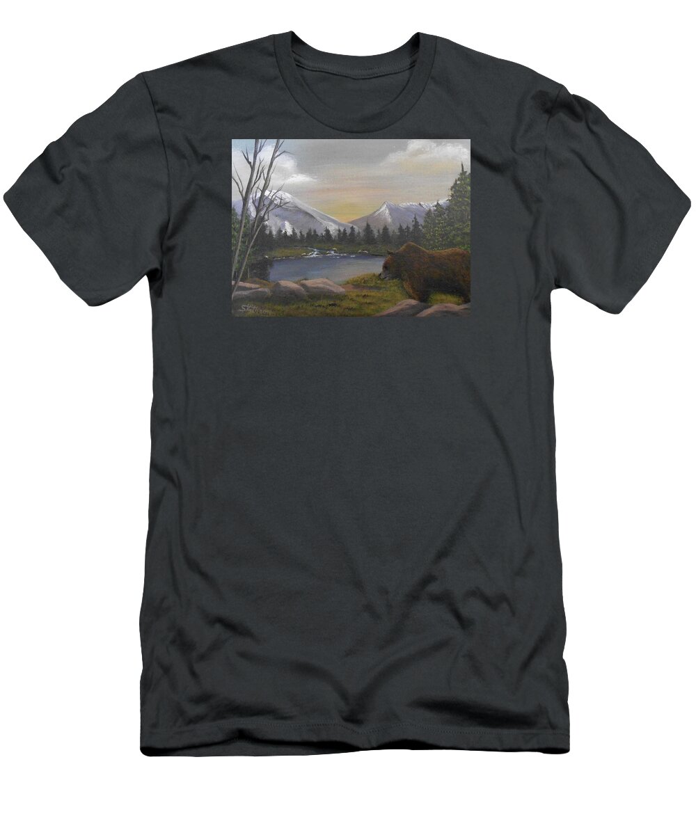 Grizzly Bear T-Shirt featuring the painting Ghost Bear-the Cascade Grizzly by Sheri Keith