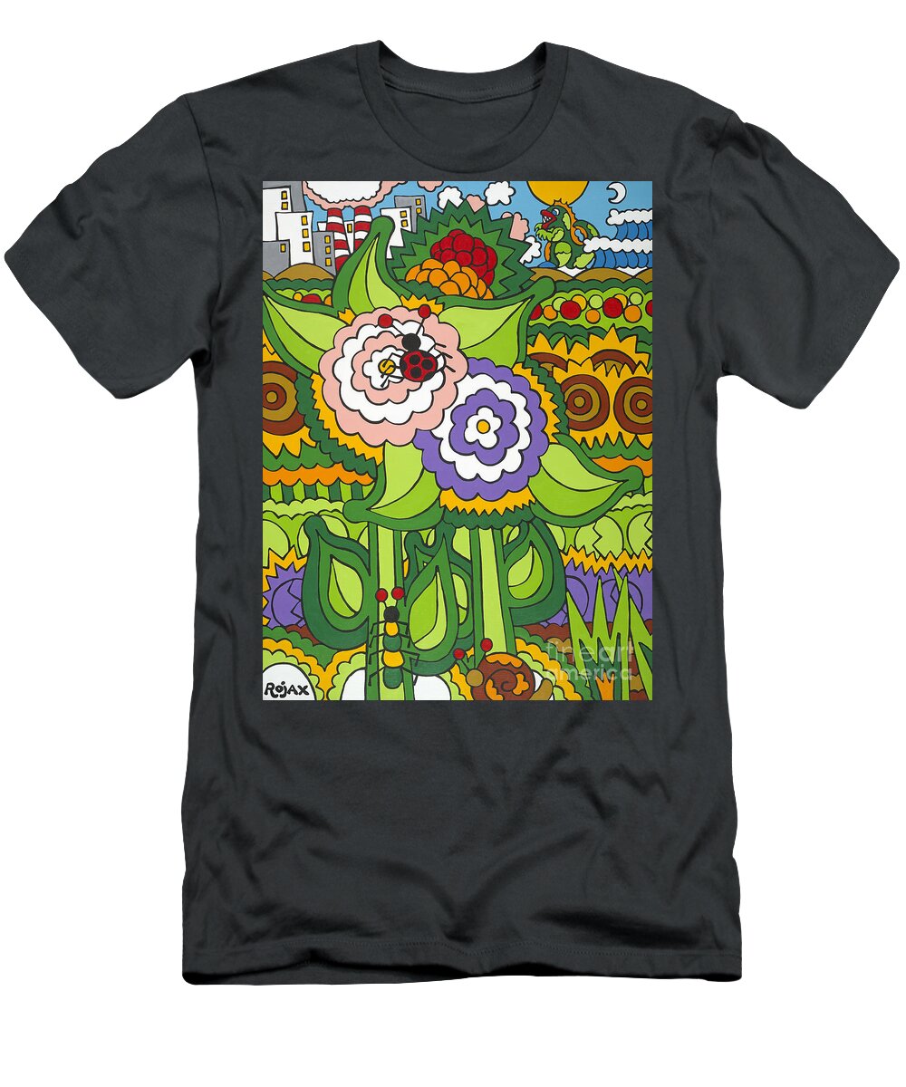 Flowers T-Shirt featuring the painting Glee by Rojax Art