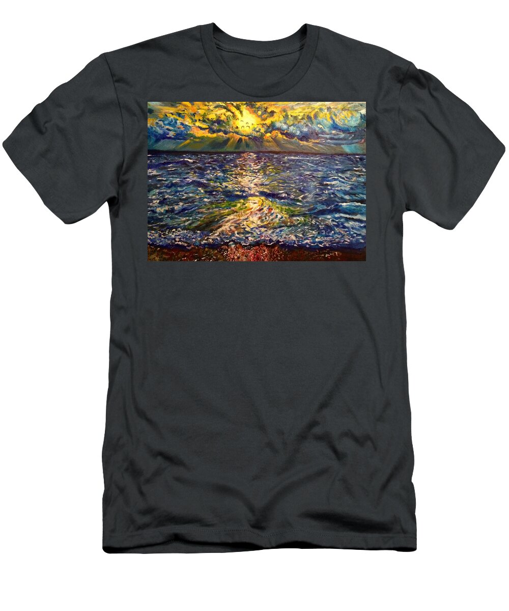 Sea T-Shirt featuring the painting Going Home by Belinda Low