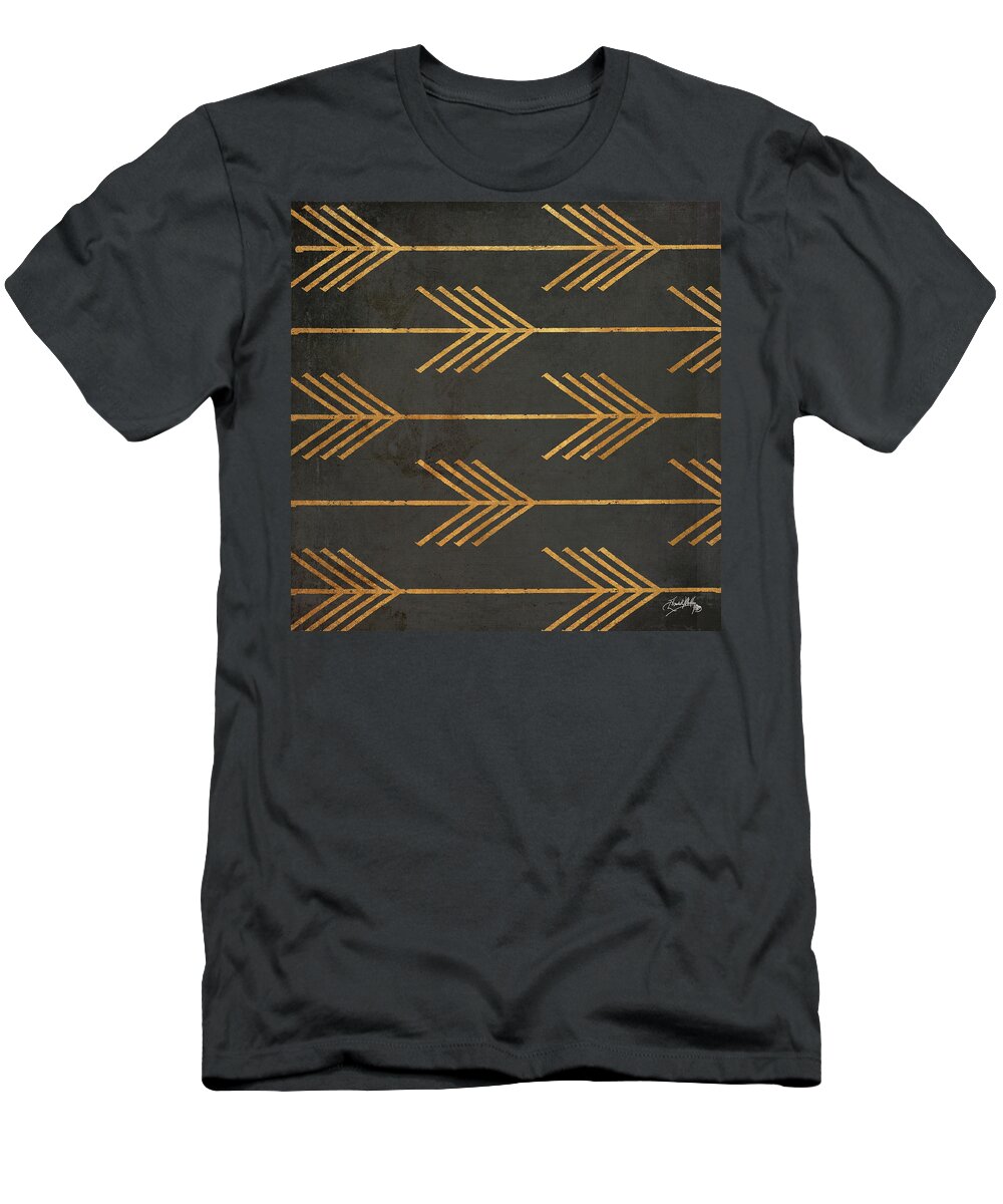 Gold T-Shirt featuring the digital art Gold Arrow Modele II by Elizabeth Medley