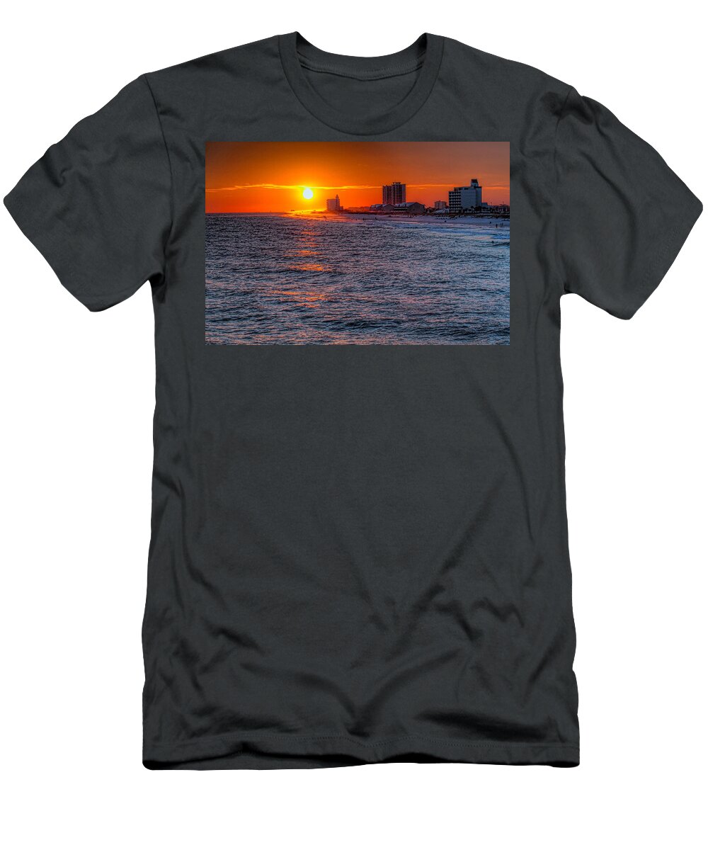 Tim Stanley Photography T-Shirt featuring the photograph Gold Over the Beach by Tim Stanley