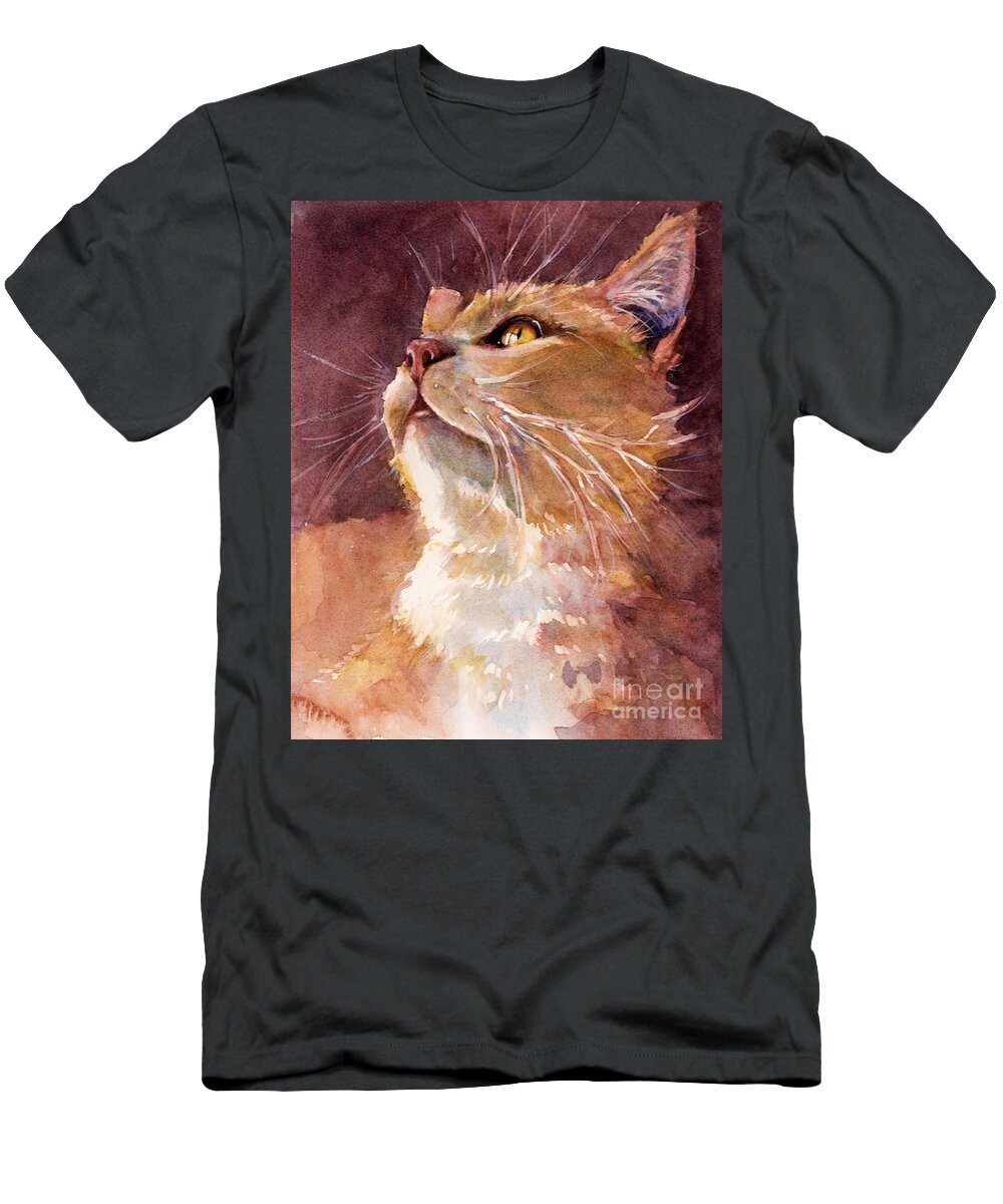 Cat T-Shirt featuring the painting Golden Eyes by Judith Levins