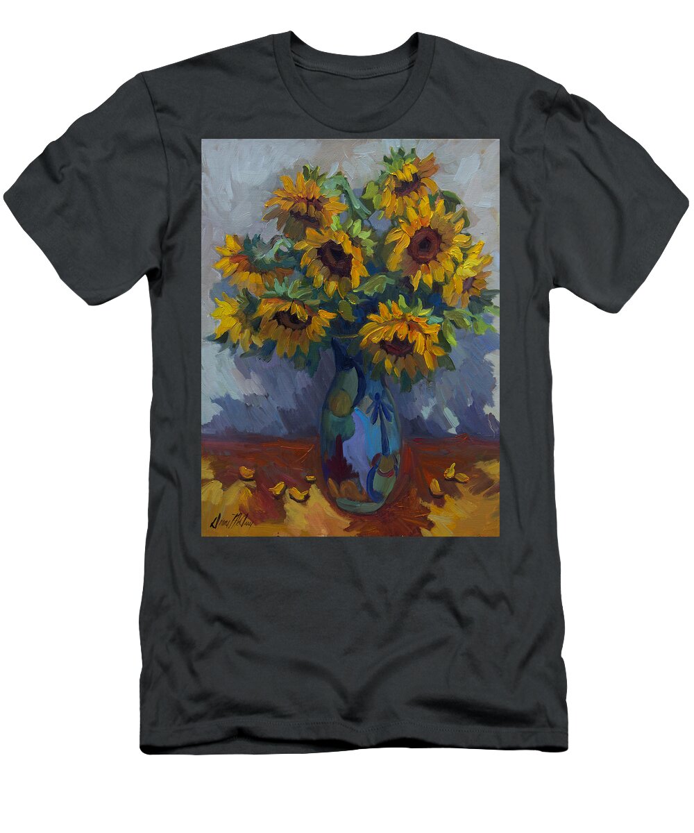 Sunflowers T-Shirt featuring the painting Golden Sunflowers by Diane McClary