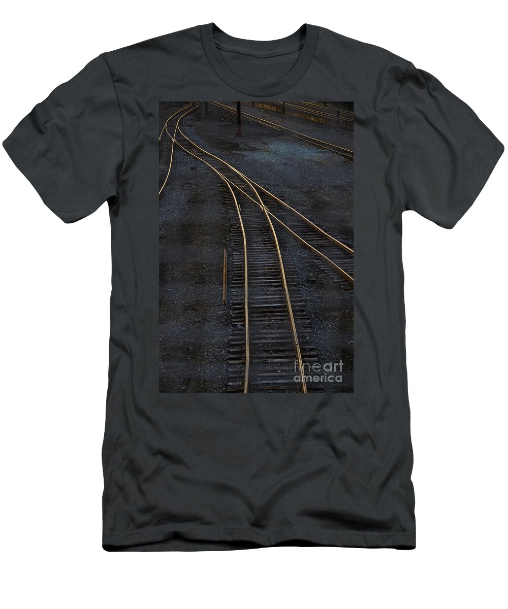 Black T-Shirt featuring the photograph Golden Tracks by Margie Hurwich