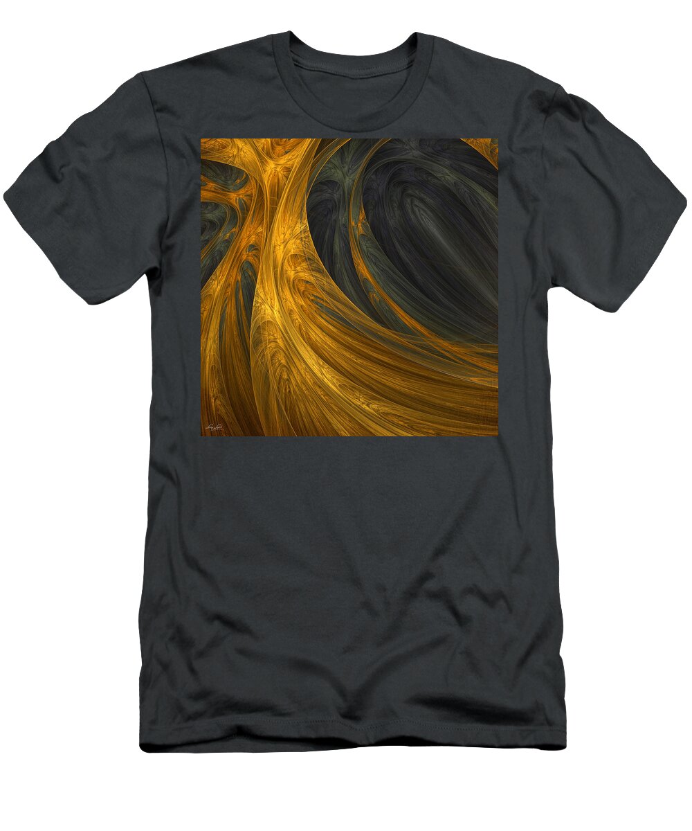 Gold Abstract T-Shirt featuring the digital art Gold's Grace by Lourry Legarde