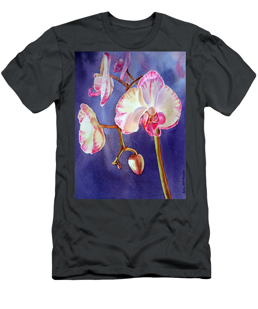 Purple T-Shirt featuring the painting Gorgeous Orchid by Irina Sztukowski